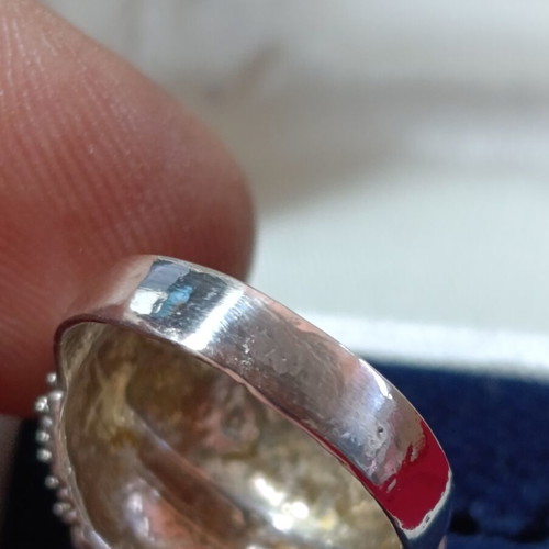925 silver embossed ring, size 59