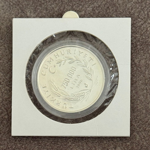Turkey 1996 750000 Lira FIFA World Cup 1998 France silver Proof coin new