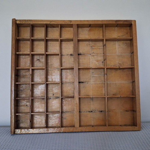 Printer's case used wooden antique with compartments