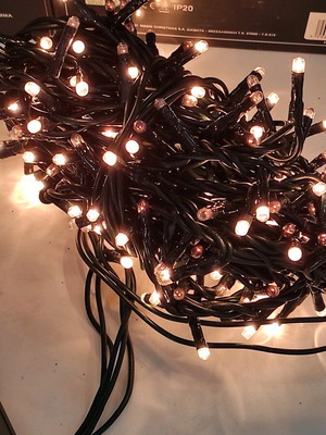 String lights 240 warm color transparent bulbs green cable new