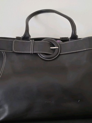 Furla δερμάτινη χειρός τσάντα μεταχειρισμένη, καφέ