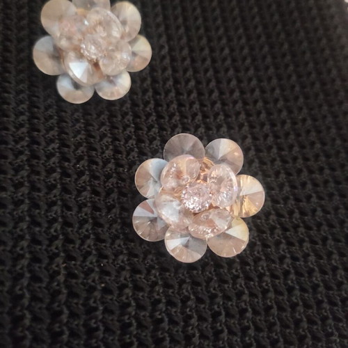 Crystal earrings daisies new with gold-colored clasp