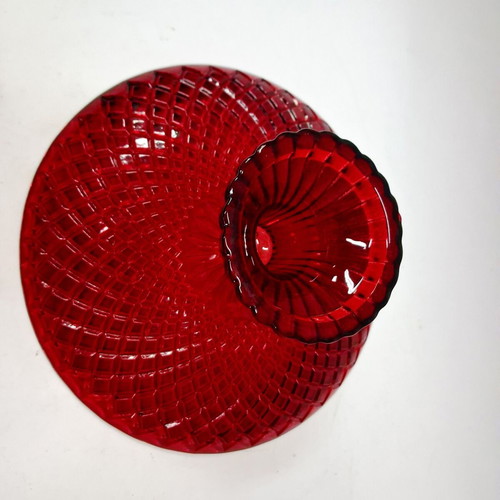 Vintage Ruby Red Glass Fruit Bowl 20 cm, like new