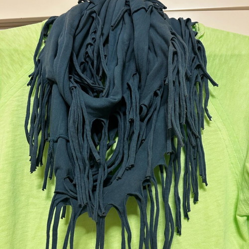 Bimba y Lola cotton scarf with fringes blue new