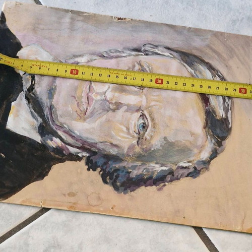 Portrait painting used, signed, without frame
