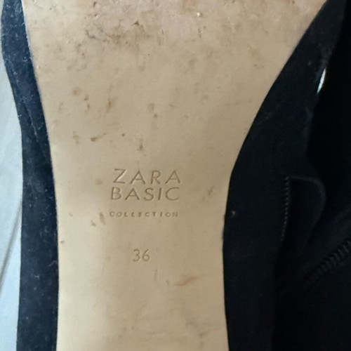 Zara leather ankle boots black size 36 like new