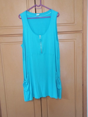 Dress knee-length turquoise XXL like new, viscose