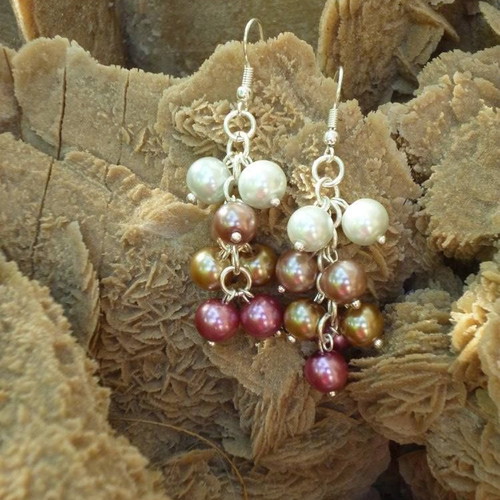 Handmade earrings with glass pearls multicolor