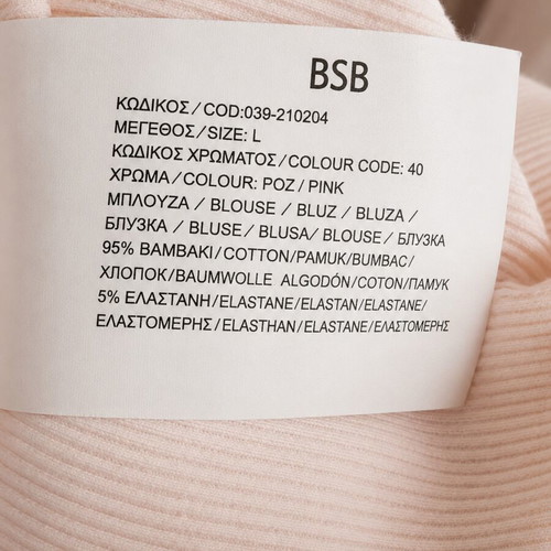 BSB Ribbed Blouse L New, Soft Pink-Apricot