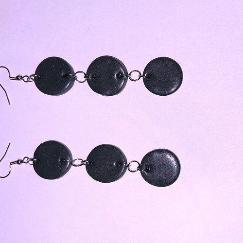 Handmade earrings new, black with stainless steel hoops