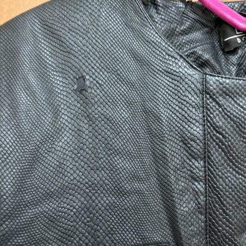 Faux leather women's jacket used, size S, black, quilted lining