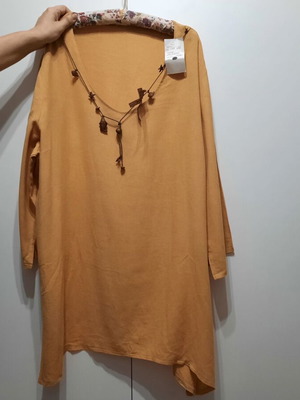 Women's blouse orange one size new, can be worn as dress