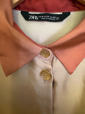 Zara σατέν πουκάμισο ombré σαν καινούργιο, μέγεθος M, αποχρώσεις ηλιοβασιλέματος