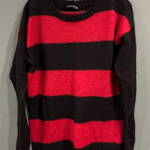 Hallhuber striped sweater red/black size M like new