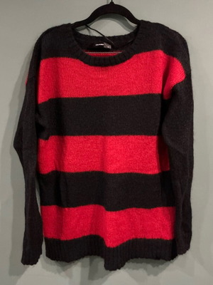 Hallhuber striped sweater red/black size M like new