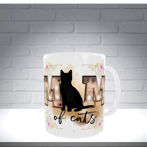 Ceramic white mug 325 ml with cat new
