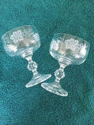 Handmade crystal glasses new, set of 2 large