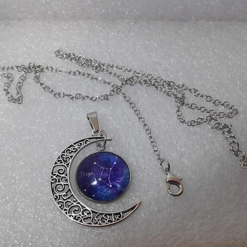 Pendant Virgo Zodiac Half Moon stainless steel like new