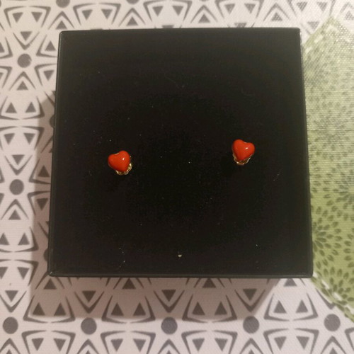 Silver 925 earrings Amor Amor new, gold plated, red