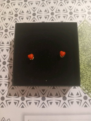 Silver 925 earrings Amor Amor new, gold plated, red