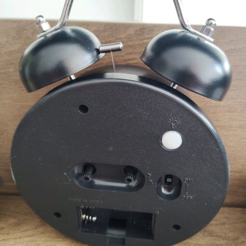 Retro alarm clock with bells, vintage design, large metal like new