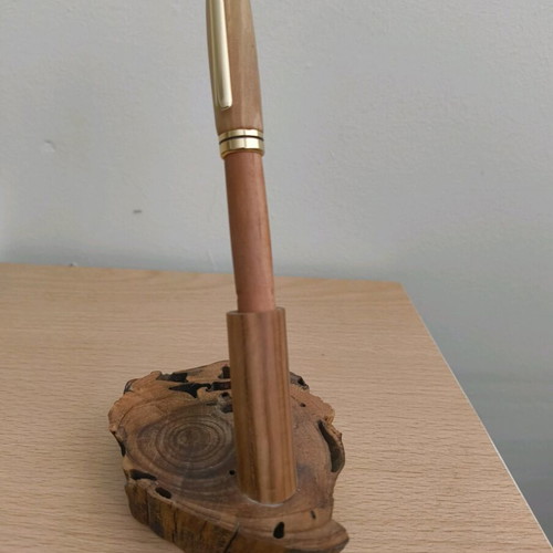Olive Wood Pen with Natural Base, Refillable, Gift Spare