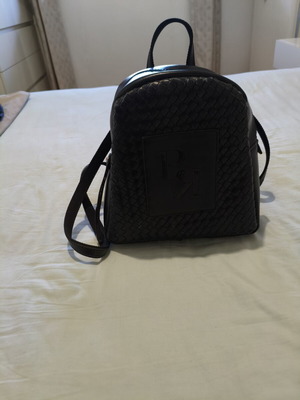 Pierro Accessories black backpack like new, eco-leather woven texture