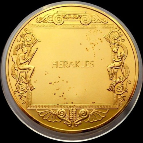 Heracles gold-plated proof medal 24K like new, Ancient Greece