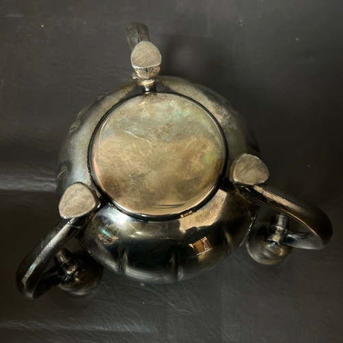 Leonard silver plate lotus flower 3-legged candlestick holder used