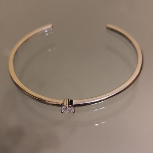 Bracelet open cuff with rhinestone, stainless steel, new, silver color