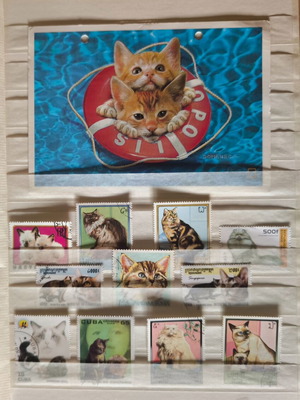 Vintage A4 Album with Cat and Dog Stamp Collection, like new