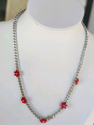 Ατσάλινο κολιέ Άπεφθον καινούργιο, χρυσαφί και ασημί