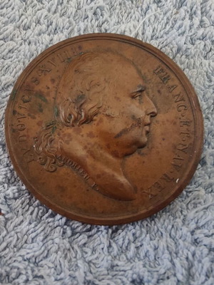 Louis XVIII Bronze Medal by Andrieu, like new, anniversary of Louis XVI execution