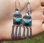 Handmade earrings made of 925 silver and semi-precious turquoise stones
