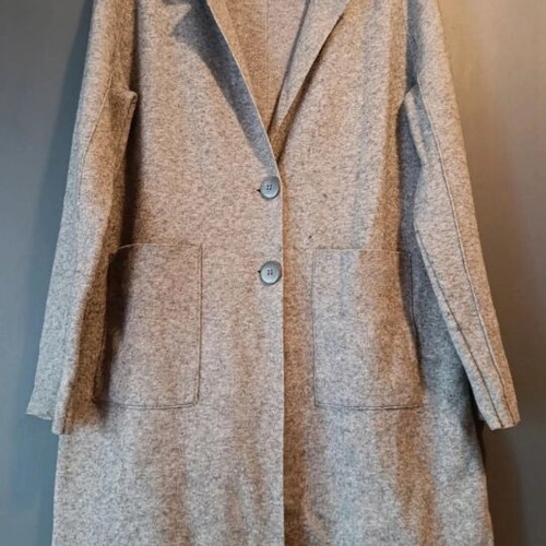 Zara gray knitted coatigan with lapel and patch pockets, like new