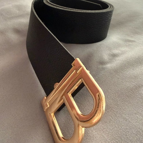 Belt black leatherette with gold buckle new, size 100cm