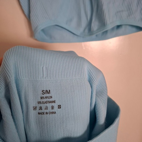 Set of ribbed top and leggings blue S/M like new
