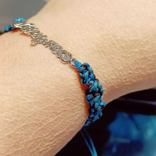 Handmade macrame bracelet Μπαμπάς new, blue and silver