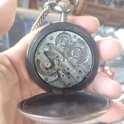 Regulator pocket watch silver like new, men's