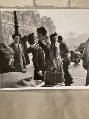 The Embrace in the Crowd Black and White Vintage Street Photo New