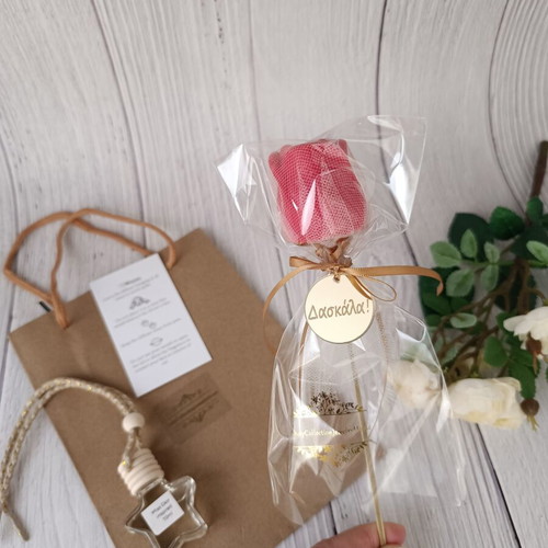 Handmade Gift Set with Aromatic Wax Rose and Car Diffuser for Teacher