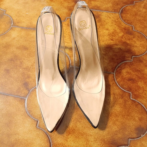 Pumps black with transparent PVC, like new, size 38
