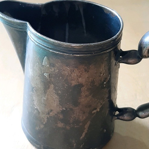 Christofle metal jug used 19th century with heavy patina