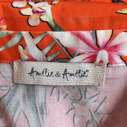 Summer orange dress with green leather belt like new