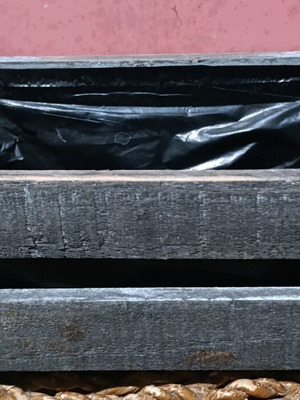 Wooden crate Trudie like new, rustic gray kitchen organizer