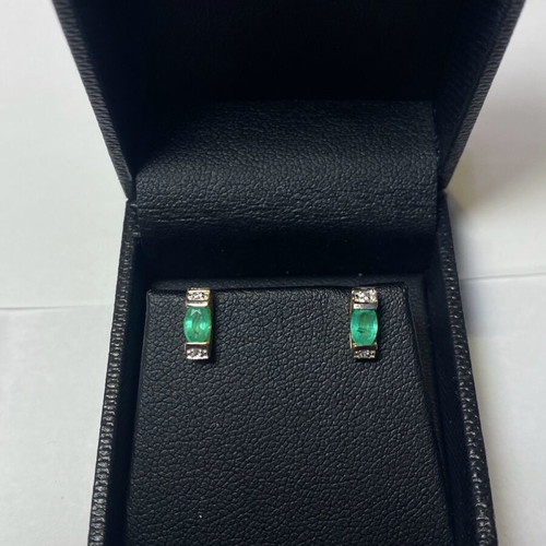 Gold 14k earrings with emerald new, handmade