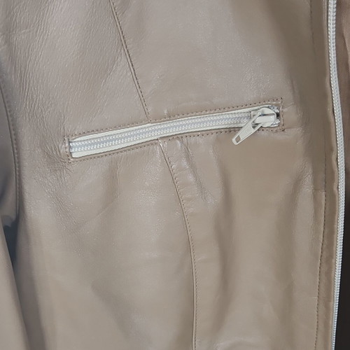 Genuine leather jacket, beige, size L, made in Italy
