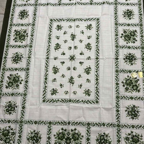 Imperia Tablecloth 100% Viscose with Green Floral Patterns, New