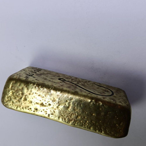 Brass bar used, 293 grams, collectible with hook stamp