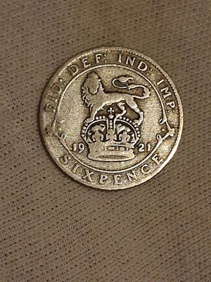 6 Pence 1921 British silver coin 50%